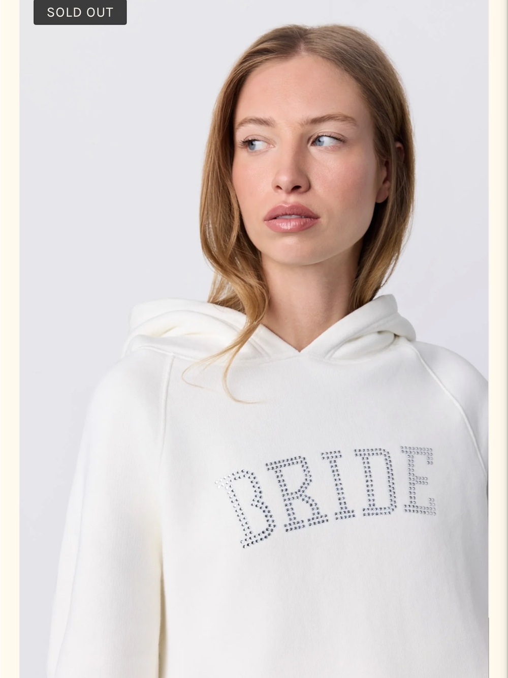 Women's White 'BRIDE' Rhinestone Hoodie Sweatshirt